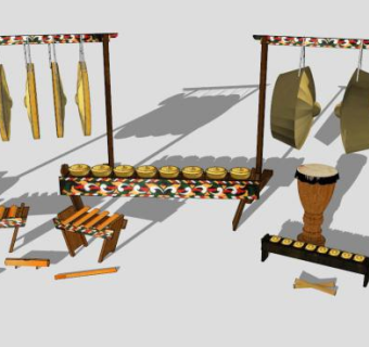 多款锣乐器SU模型下载_sketchup草图大师SKP模型