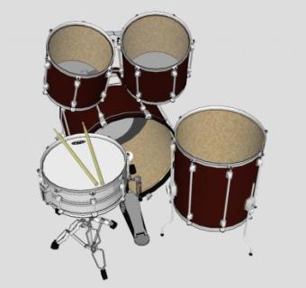 红色架子鼓乐器SU模型下载_sketchup草图大师SKP模型