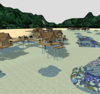 海景房度假屋SU模型下载_sketchup草图大师SKP模型