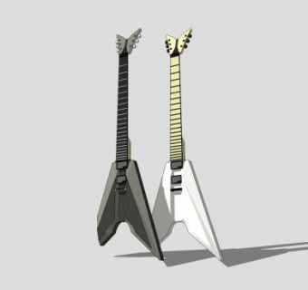 两把电吉他SU模型下载_sketchup草图大师SKP模型