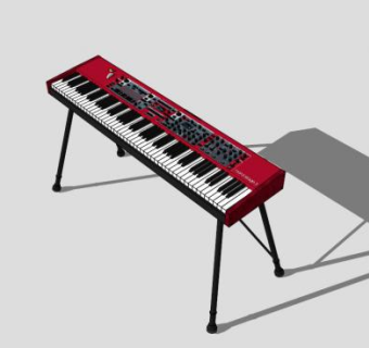 红色电子琴SU模型下载_sketchup草图大师SKP模型