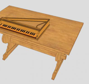 木质电子琴乐器SU模型下载_sketchup草图大师SKP模型