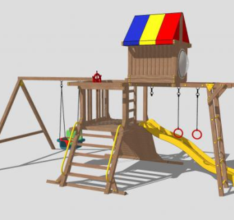 儿童游乐设施滑滑梯SU模型下载_sketchup草图大师SKP模型