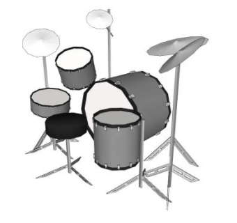 架子鼓乐器设备SU模型下载_sketchup草图大师SKP模型