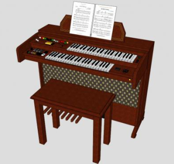 红色立式钢琴SU模型下载_sketchup草图大师SKP模型