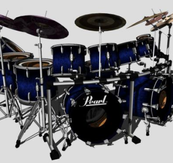 蓝色架子鼓SU模型下载_sketchup草图大师SKP模型