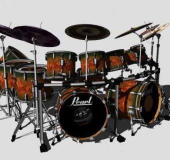 木色架子鼓SU模型下载_sketchup草图大师SKP模型