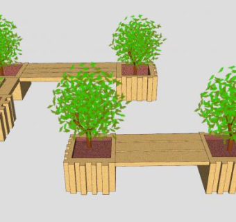 树池座椅户外座椅SU模型下载_sketchup草图大师SKP模型