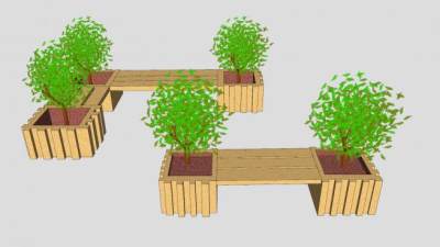 树池座椅户外座椅SU模型下载_sketchup草图大师SKP模型