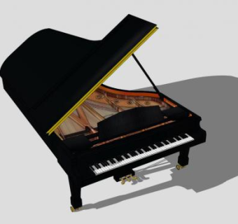 黑色乐器钢琴SU模型下载_sketchup草图大师SKP模型