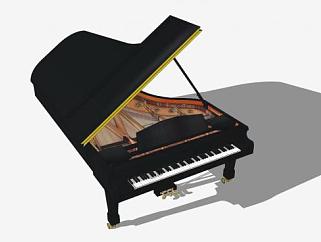 黑色乐器钢琴SU模型下载_sketchup草图大师SKP模型