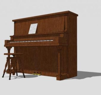 立式钢琴乐器SU模型下载_sketchup草图大师SKP模型