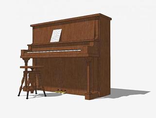 立式钢琴乐器SU模型下载_sketchup草图大师SKP模型