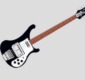 黑色电吉他弦乐器SU模型下载_sketchup草图大师SKP模型