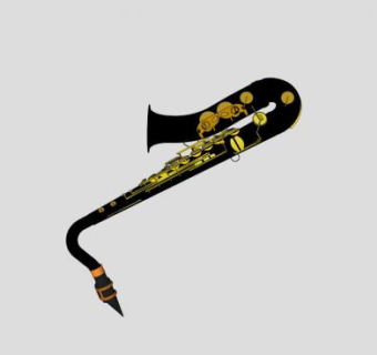 黑色萨克斯乐器SU模型下载_sketchup草图大师SKP模型