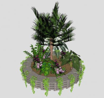 树池花圃景观SU模型下载_sketchup草图大师SKP模型