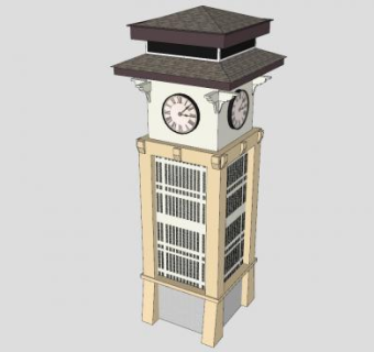 欧式钟楼塔楼建筑sketchup模型下载_sketchup草图大师SKP模型