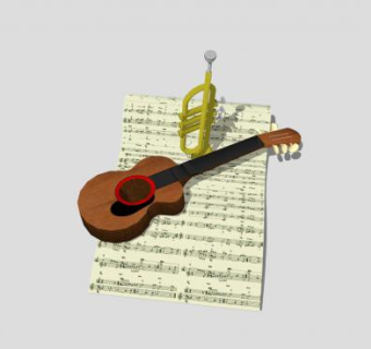 吉他和小号SU模型下载_sketchup草图大师SKP模型