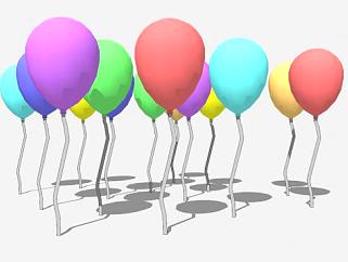 彩色气球玩具SU模型下载_sketchup草图大师SKP模型