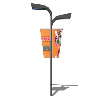 广告招牌双头路灯SU模型下载_sketchup草图大师SKP模型