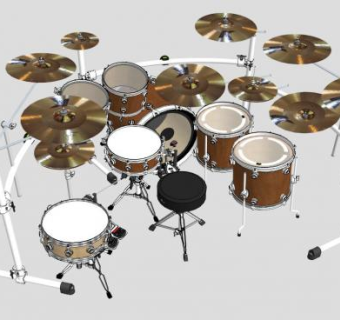 爵士鼓打击乐器SU模型下载_sketchup草图大师SKP模型