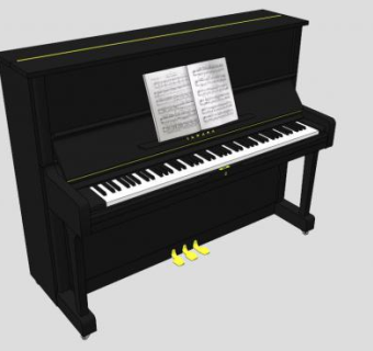 立式钢琴键盘乐器SU模型下载_sketchup草图大师SKP模型