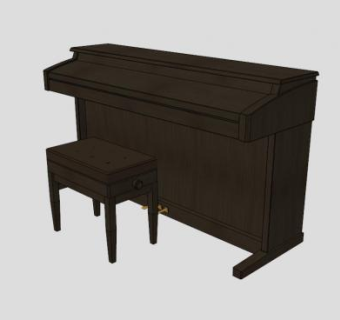 关闭的立式钢琴SU模型下载_sketchup草图大师SKP模型