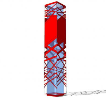 现代庭院公园方柱景观灯SU模型下载_sketchup草图大师SKP模型