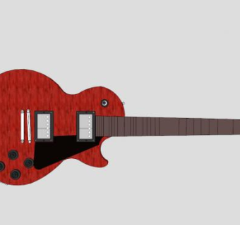 红色电吉他弹拨乐器SU模型下载_sketchup草图大师SKP模型