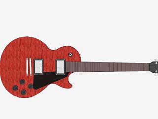 红色电吉他弹拨乐器SU模型下载_sketchup草图大师SKP模型