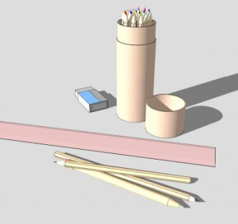 不溶性彩色铅笔SU模型下载_sketchup草图大师SKP模型