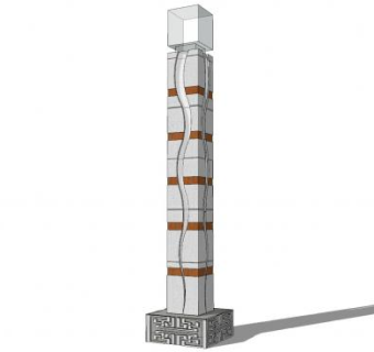 新中式石造户外灯SU模型下载_sketchup草图大师SKP模型