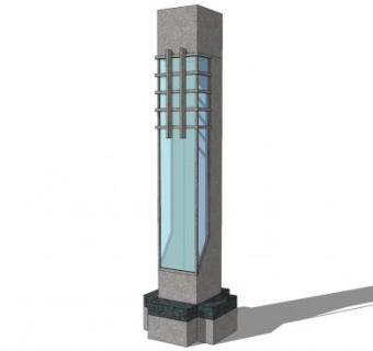 现代石造玻璃户外灯SU模型下载_sketchup草图大师SKP模型