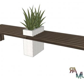 户外景观盆栽坐凳SU模型下载_sketchup草图大师SKP模型