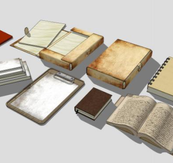 老旧笔记本皮面本书籍SU模型下载_sketchup草图大师SKP模型