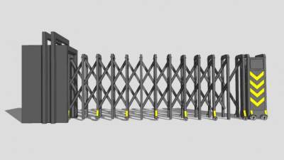 伸缩门电动门SU模型下载_sketchup草图大师SKP模型