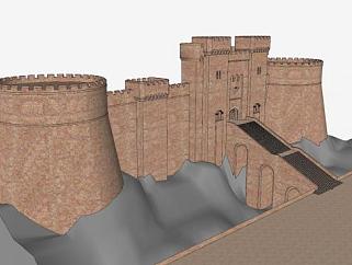 欧洲古代城堡SU模型下载_sketchup草图大师SKP模型