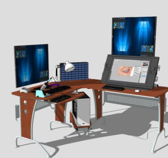 板绘工作桌SU模型下载_sketchup草图大师SKP模型