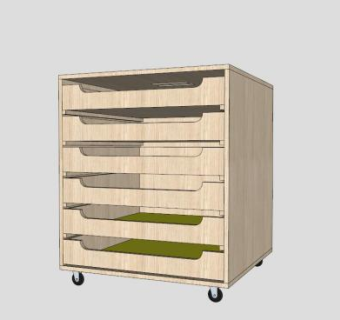 办公抽屉柜SU模型下载_sketchup草图大师SKP模型