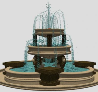 欧式三层喷绘流水SU模型下载_sketchup草图大师SKP模型