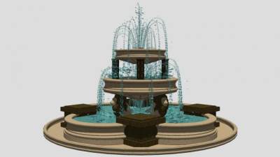 欧式三层喷绘流水SU模型下载_sketchup草图大师SKP模型