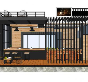 集装箱饮品店SU模型下载_sketchup草图大师SKP模型