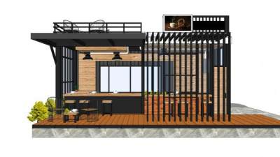 集装箱饮品店SU模型下载_sketchup草图大师SKP模型