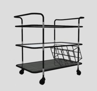 黑色多格子推车SU模型下载_sketchup草图大师SKP模型