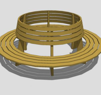 圆形树池坐凳SU模型下载_sketchup草图大师SKP模型