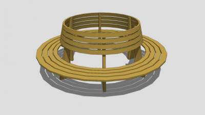 圆形树池坐凳SU模型下载_sketchup草图大师SKP模型