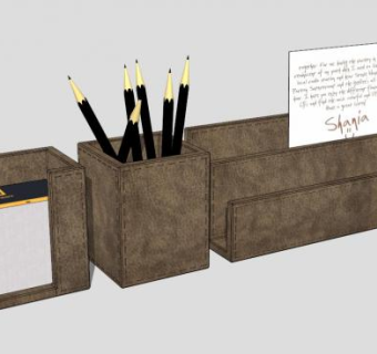 棕色皮质笔筒SU模型下载_sketchup草图大师SKP模型