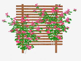 木制装饰植物架植物板SU模型下载_sketchup草图大师SKP模型