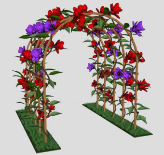 花架拱门SU模型下载_sketchup草图大师SKP模型