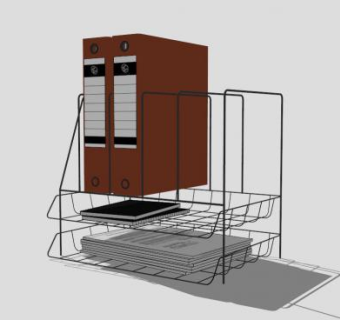 办公文件夹黑色书立SU模型下载_sketchup草图大师SKP模型